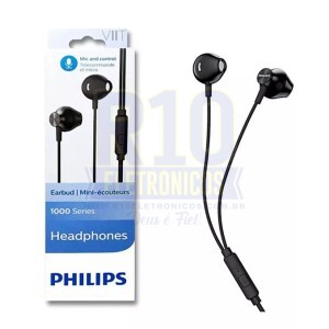 FONE PHILIPS COM MICROFONE TAUE101BK/00 PRETO