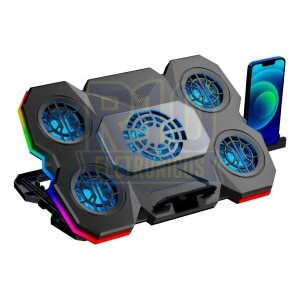 COOLER PARA NOTEBOOK OBERON OR-SP255 RGB 6 FAN + SUPORTE CELULAR
