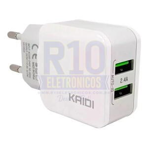 FONTE USB KAIDI 2.4A TOMADA 2USB KD-301