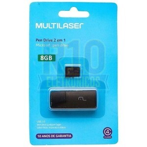 MICRO SD 8GB MULTILASER 2IN1 MC161 COM ADAPTADOR