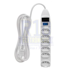 FILTRO DE LINHA 6 TOMADAS KAPBOM SL7606 5M COM INMETRO