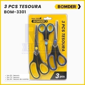 KIT COM 3 TESOURAS BOMDER BOM-3301