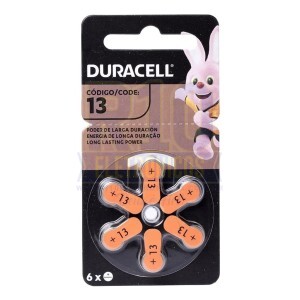BATERIA 13 DURACELL CARTELA C/6 PARA APARELHO AUDITIVO