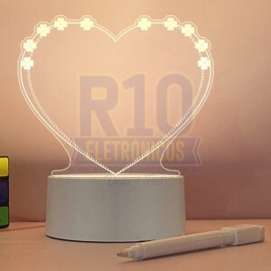 LUMINÁRIA ACRILICO LED LUATEK KL-1505 CORAÇÃO COM CANETA 