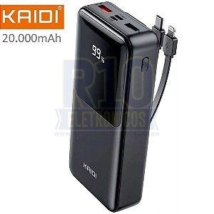 POWER BANK 20000MAH KAIDI KNC232 22.5W COM VISOR + 4 SAIDAS USB
