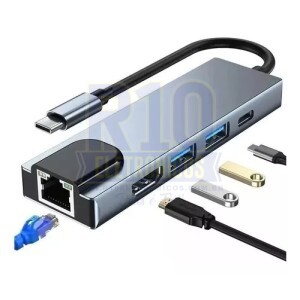 ADAPTADOR DE REDE TIPO-C KAPBOM KA-6050 COMPATÍVEL COM MAC +HUB USB+HDMI