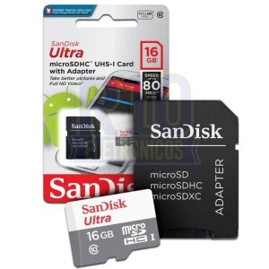 MICRO SD 16GB SANDISK ULTRA 80MB/S C10