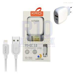 CARREGADOR KAIDI IPHONE TURBO KD-106A 20W