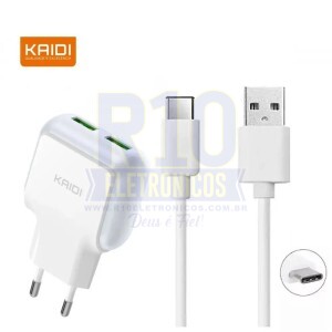 CARREGADOR KAIDI TIPO-C 2.4 2USB KD-605C CARREGAMENTO RÁPIDO