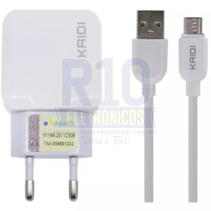 CARREGADOR KAIDI 2.4A 2USB V8 KD301S