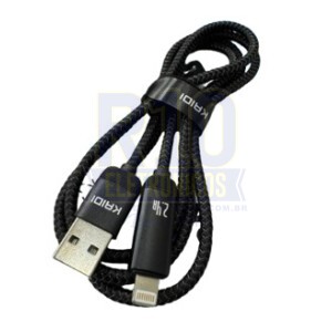 CABO USB IPHONE KAIDI KD-104A 12W COM VISOR 1M CARREGAMENTO RÁPIDA
